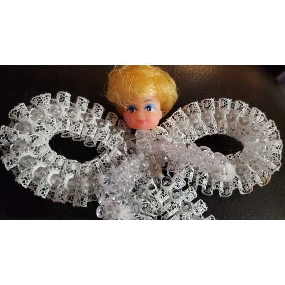 Vintage Handmade Beaded Pixie Angel Christmas Ornament 1960s 1970s 5" - Picture 2 of 7